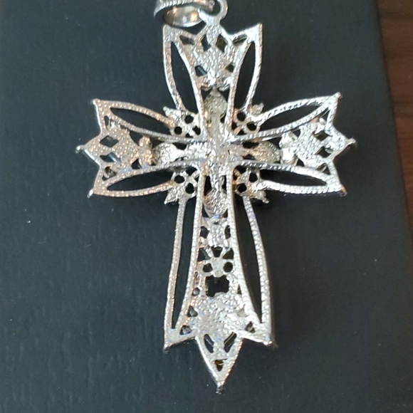 LARGE COLORFUL RHINESTONES CROSS PENDANT - Picture 3 of 6